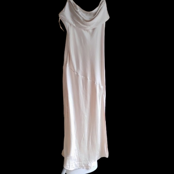 NWT Selfie Leslie Satin Slip Dress XL Cowl Neckline Thigh Slit White Bridal Form - Picture 3 of 5